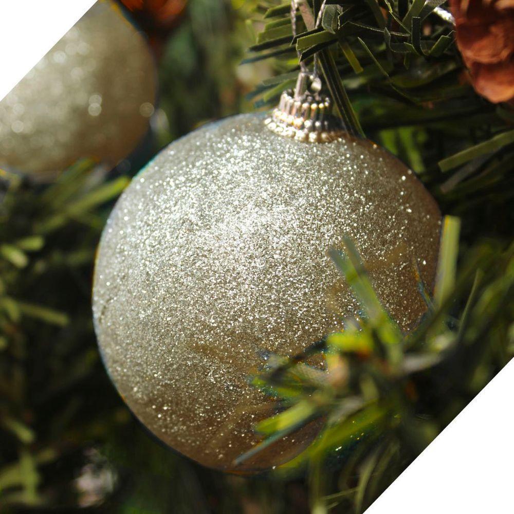 Kit 2 Bolas Enfeite Natalino árvore Natal Glitter Dourado 70mm - 2