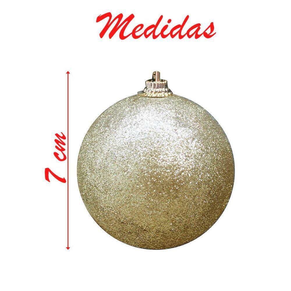 Kit 2 Bolas Enfeite Natalino árvore Natal Glitter Dourado 70mm - 4