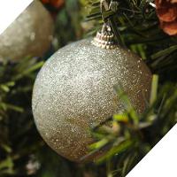 Kit 2 Bolas Enfeite Natalino árvore Natal Glitter Dourado 70mm - 2