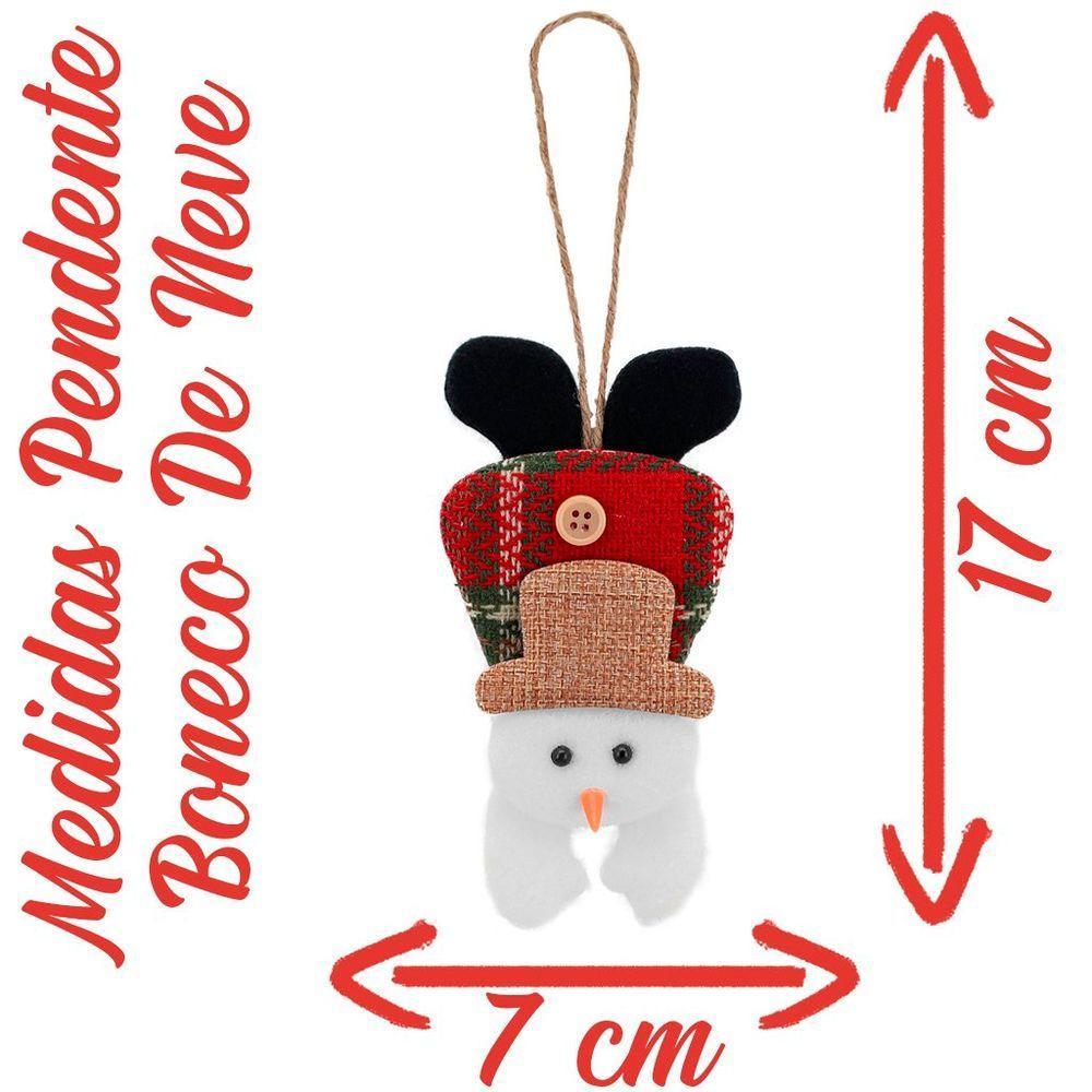 Kit 12 Enfeite árvore Natal Pendente Boneco De Neve 17cm - 2