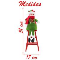 Dupla Boneco De Neve Papai Noel Decoração Natal Escada - 6