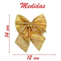 Enfeite árvore Natal Laço Dourado Brilhante 14cm 6 Unidades - 3