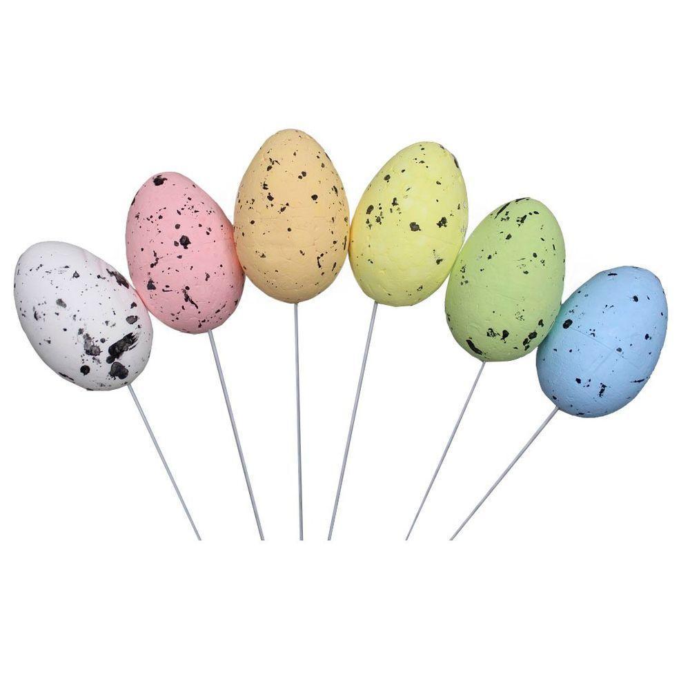 Enfeite Decorativo Ovo De Páscoa 18 Unidades Com Haste - 1