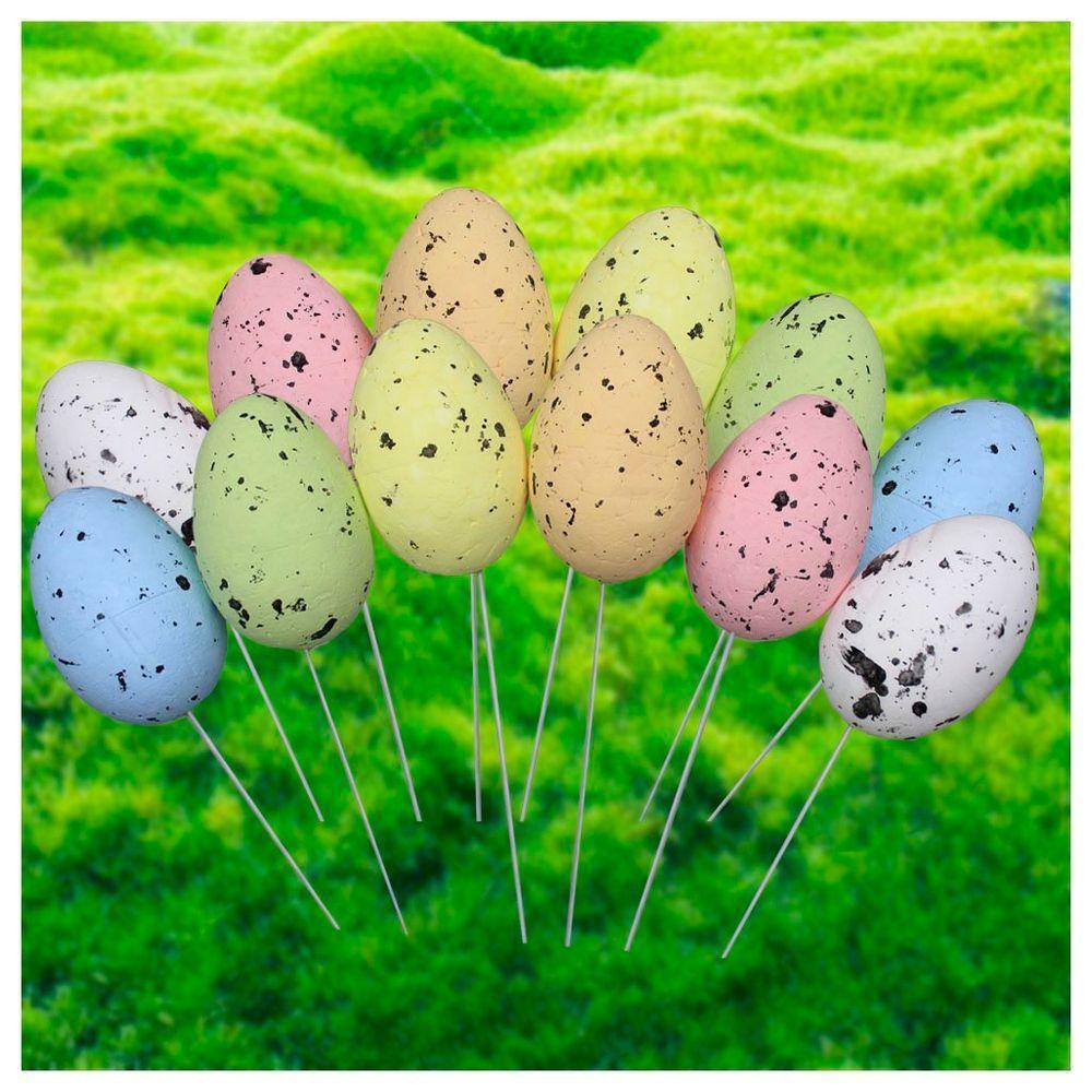 Enfeite Decorativo Ovo De Páscoa 18 Unidades Com Haste - 3