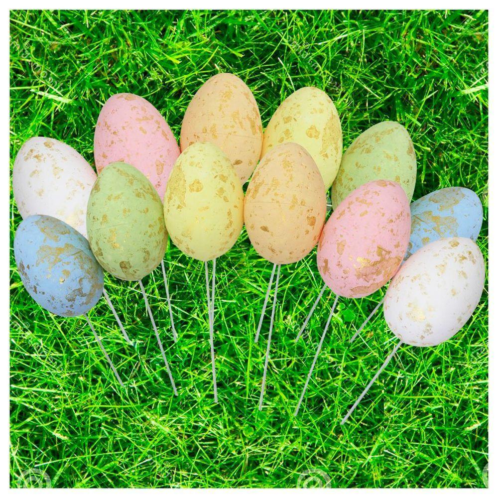 Enfeite Decorativo Ovo De Páscoa 18 Unidades Com Haste - 2