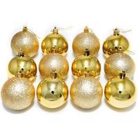 Kit 12 Bolas Douradas Enfeite Natalino árvore Natal 60mm - 1