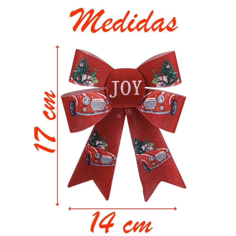 Enfeite árvore Natal Laço Vermelho Decorado 2 Peças 17cm - 2