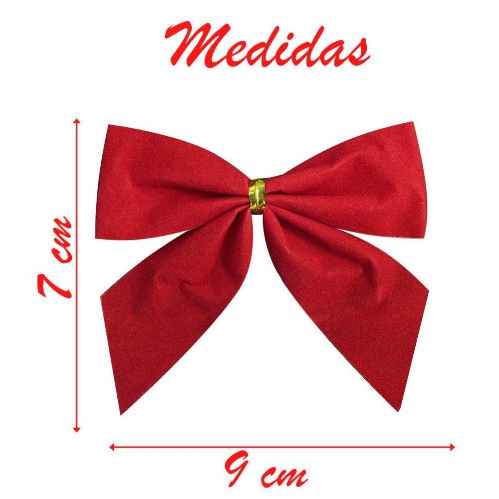 Enfeite árvore Natal Laço Vermelho 7cm 6 Unidades - 2