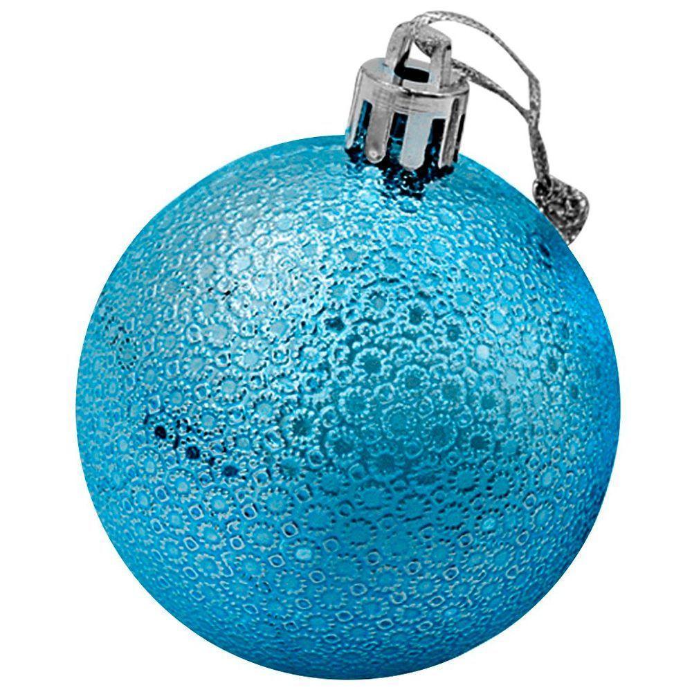Kit 2 Bolas Enfeite Natalino árvore Natal 70mm Azul - 1