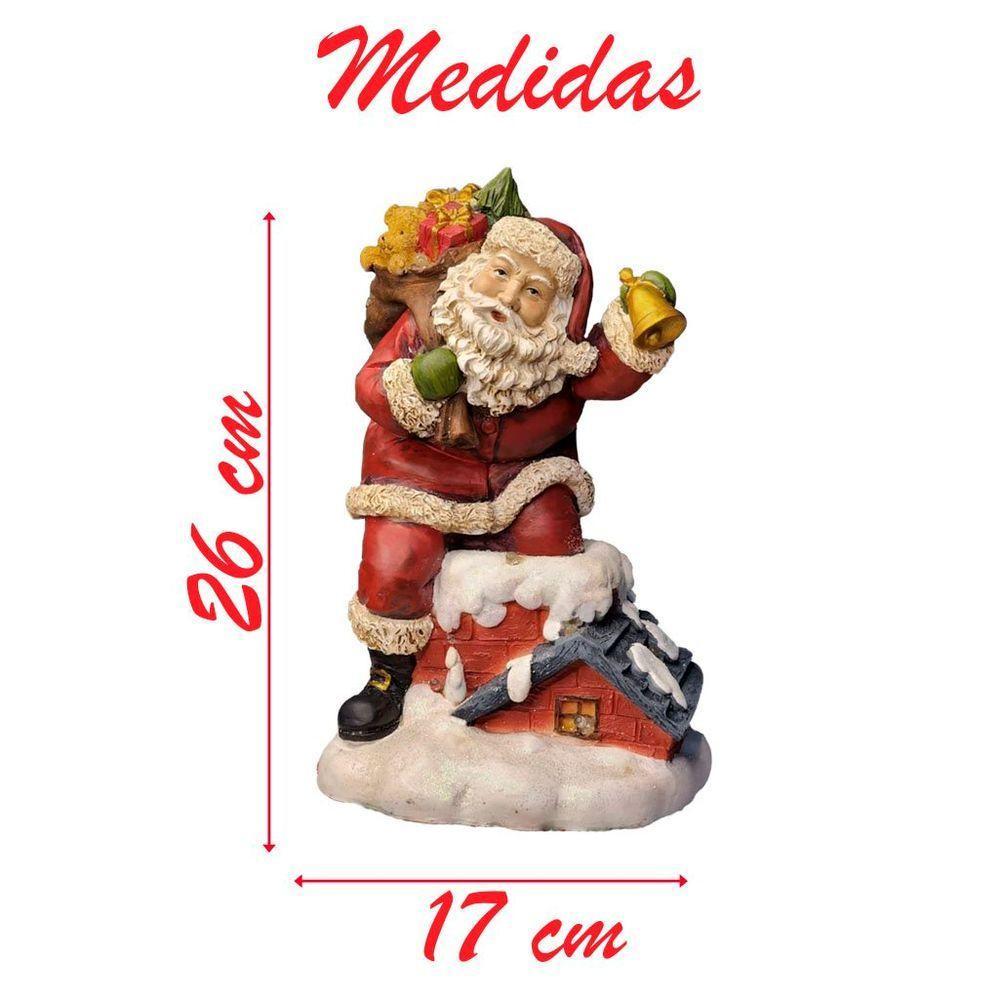 Decoração Enfeite Natal Papai Noel Na Chaminé Com Led 26cm - 3