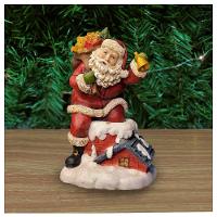 Decoração Enfeite Natal Papai Noel Na Chaminé Com Led 26cm - 2