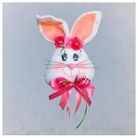 Enfeite Decorativo Coelha De Páscoa Com Flores Tecido 30cm - 2