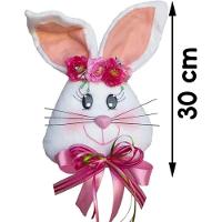 Enfeite Decorativo Coelha De Páscoa Com Flores Tecido 30cm - 3