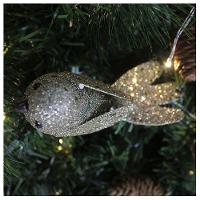 Kit 2 Enfeite Decoração árvore Natal Pomba Dourada Natalina 16cm