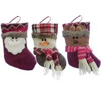 Kit 12 Peças Decoração Natal Bota Meia Rena Papai Noel Boneco Neve Natalino 18cm - 1