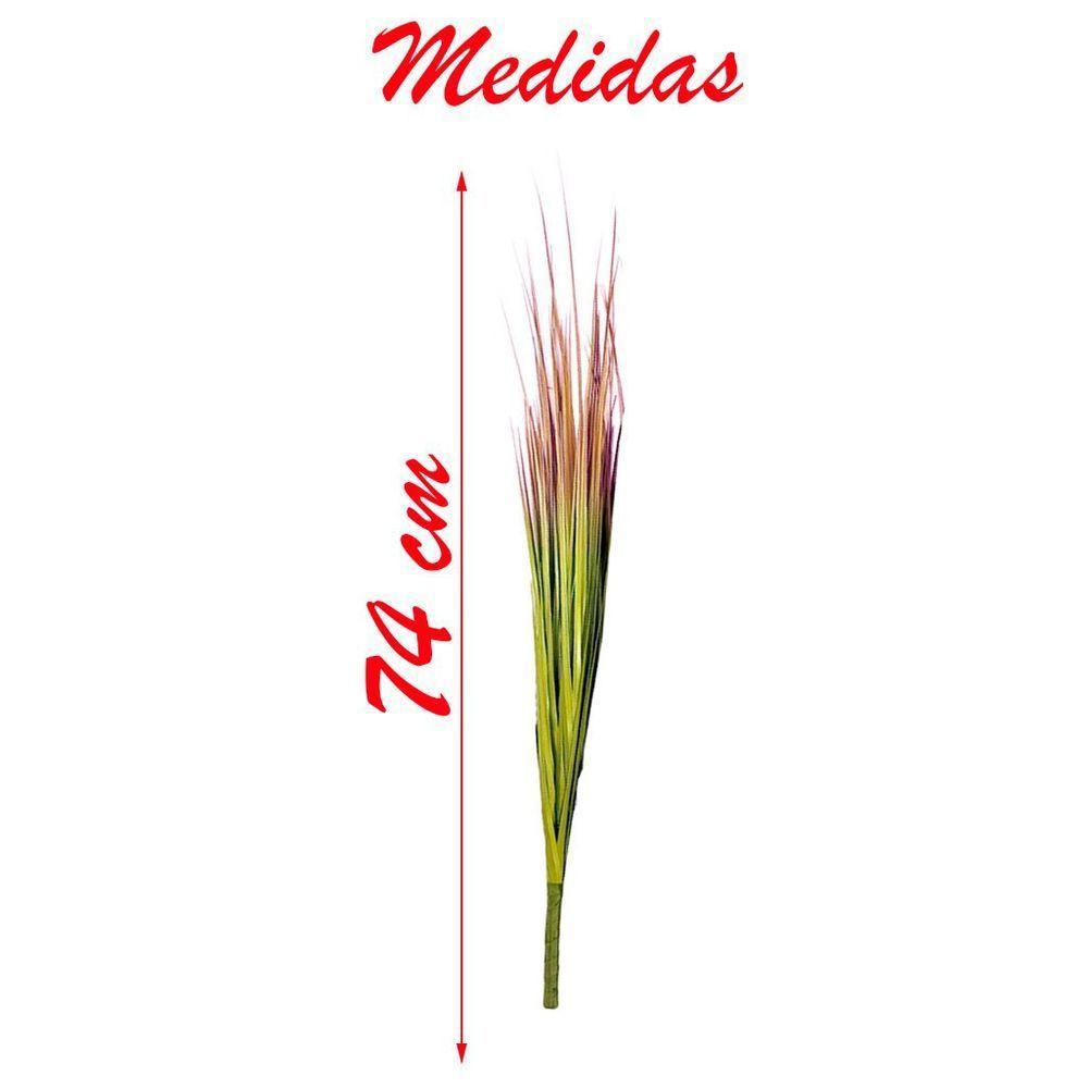 Folhagem Capim Verde Com Pontas Avermelhadas Artificial 74cm - 2
