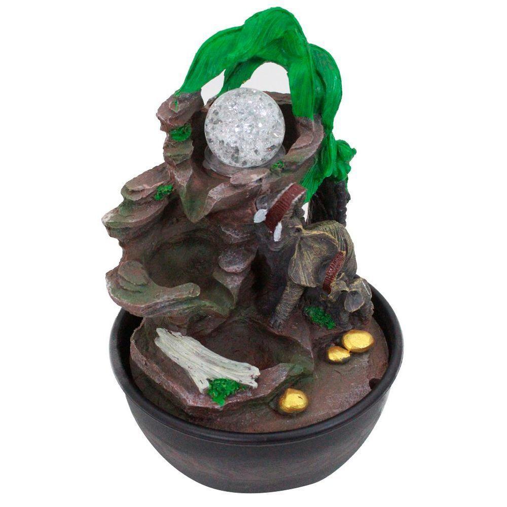 Fonte De água Decorativa Elefantes Cascata Luz De Led Bivolt - 2
