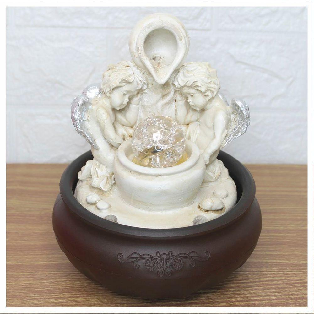 Fonte De água Decorativa Cascata Anjos Luz De Led Bivolt - 1