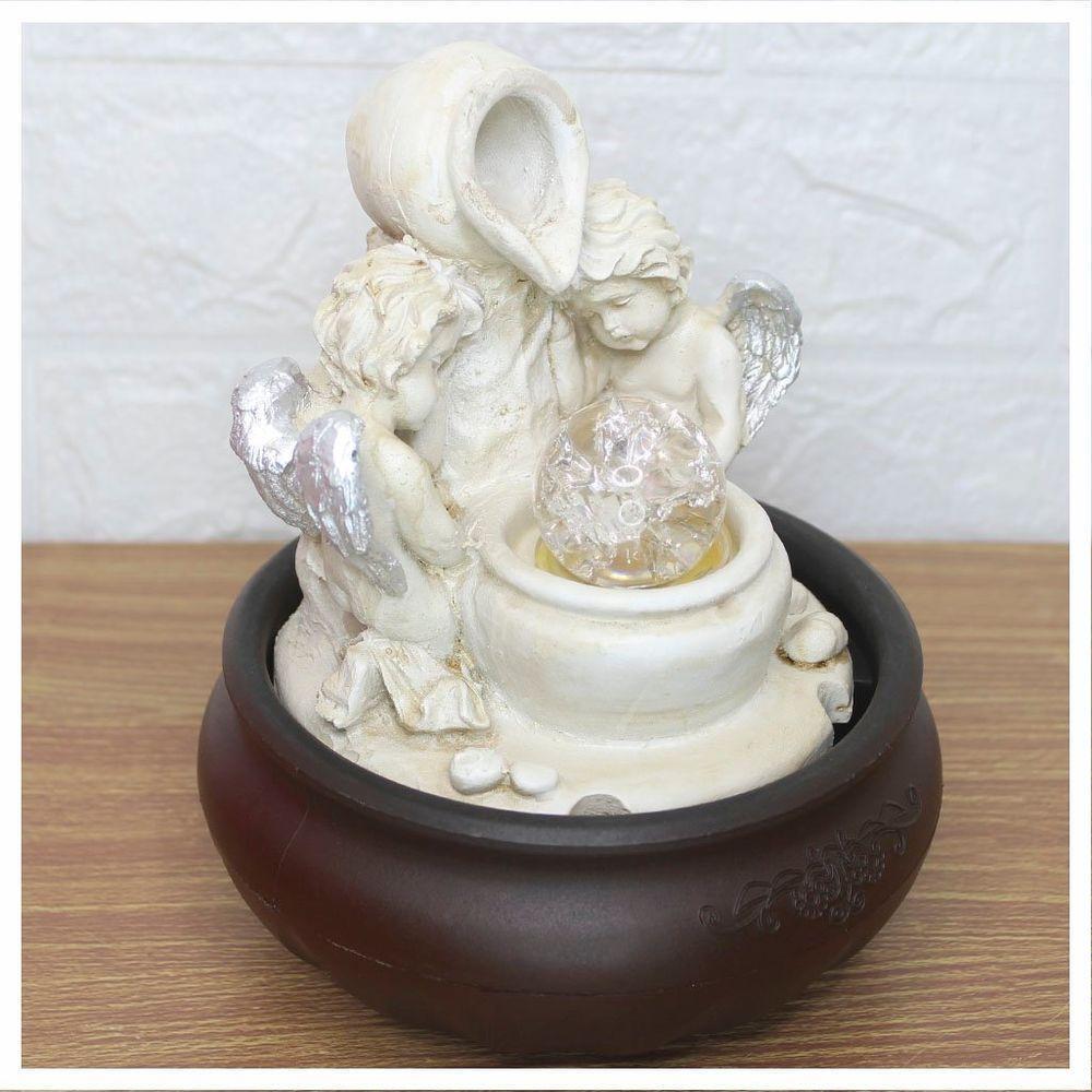 Fonte De água Decorativa Cascata Anjos Luz De Led Bivolt - 2