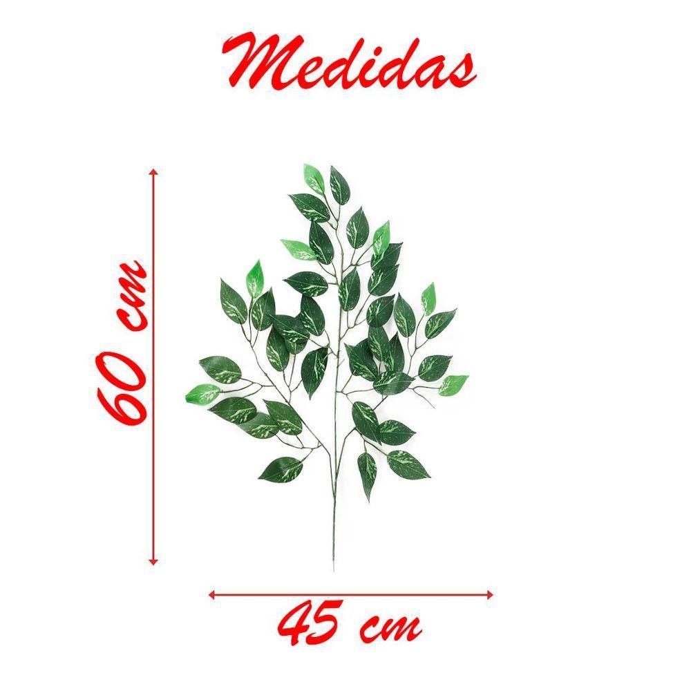 Kit 24 Ramos Decoração Arranjo Fícus Artificial Verde 14 Galhos Cada 60cm - 3