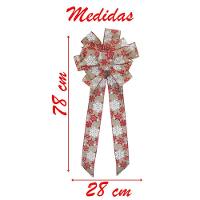 Kit 6 Enfeite árvore Natal Laço Decorado Flocos De Neve 78 Cm - 2
