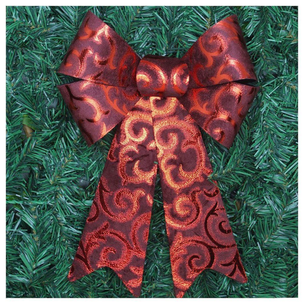 Kit 2 Enfeite árvore Natal Laço Vermelho Camurça 31 Cm - 1