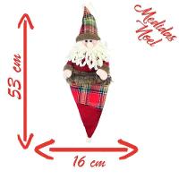 Kit 4 Enfeites árvore Natal Papai Noel E Boneco Neve Saco Natalino Xadrez - 3