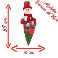 Kit 2 Enfeites árvore Natal Papai Noel E Boneco Neve Saco Natalino Xadrez