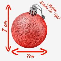 Kit 48 Bolas Enfeite Natalino árvore Natal 70mm Vermelho - 2