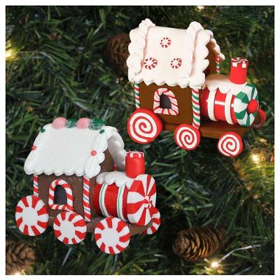 Kit 2 Enfeites Pendentes Para árvore De Natal Trem Iluminado 9cm