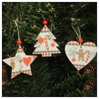 Kit 6 Enfeites Pendentes Para árvore De Natal Em Mdf 7cm - 1