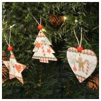 Kit 6 Enfeites Pendentes Para árvore De Natal Em Mdf 7cm - 2