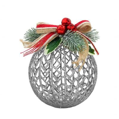 Kit Conjunto 6 Peças Decoração Enfeite Bola árvore Natal Prata Glitter Natalina 12,5cm