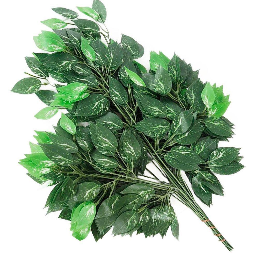 Kit 84 Ramos Decoração Arranjo Fícus Artificial Verde 14 Galhos Cada 60cm - 1