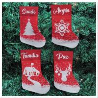 Kit 4 Botas Meias Enfeite Natalino Temático 47cm - 1