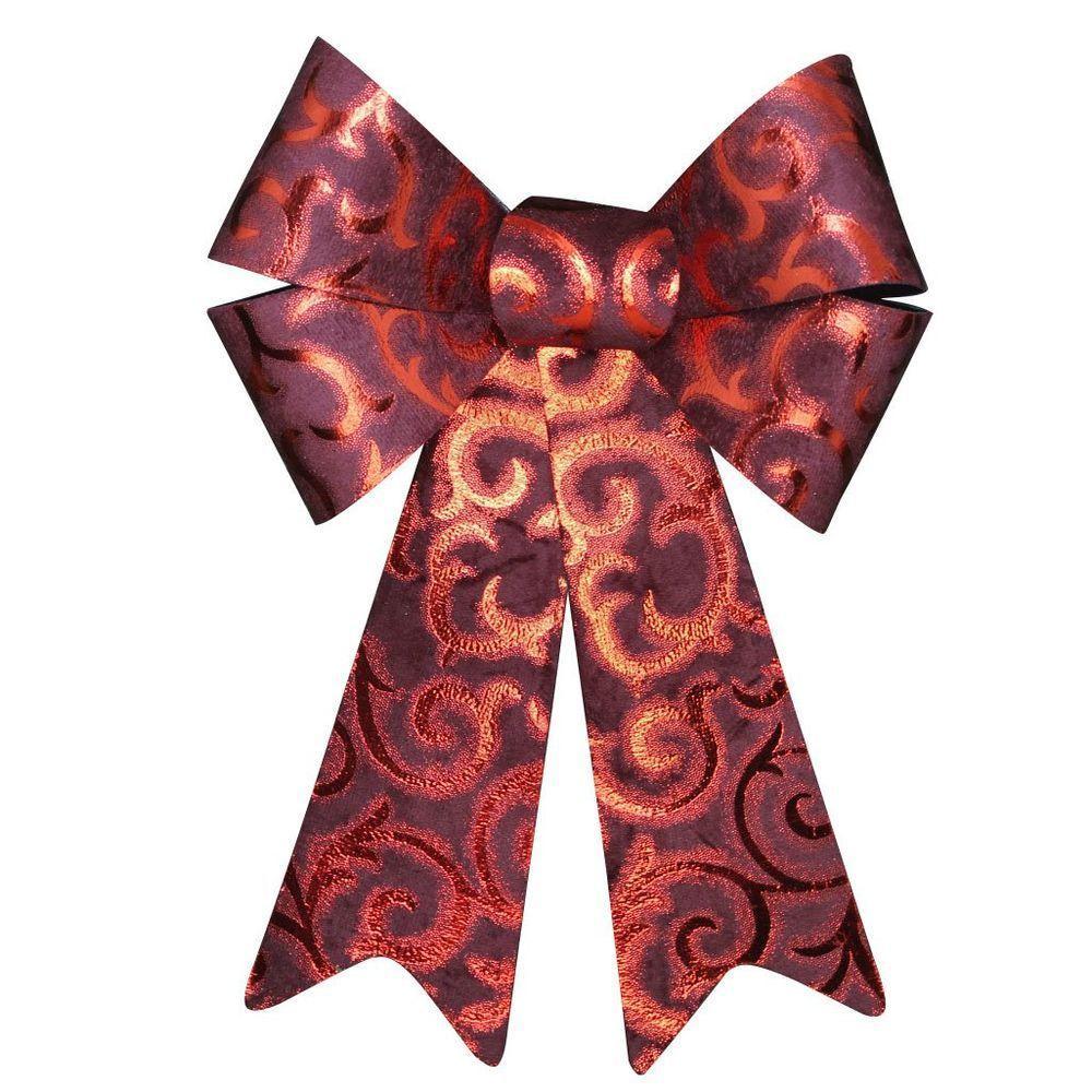 Kit 6 Enfeite árvore Natal Laço Vermelho Camurça 31 Cm - 2