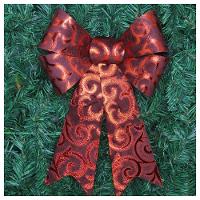 Kit 6 Enfeite árvore Natal Laço Vermelho Camurça 31 Cm - 1