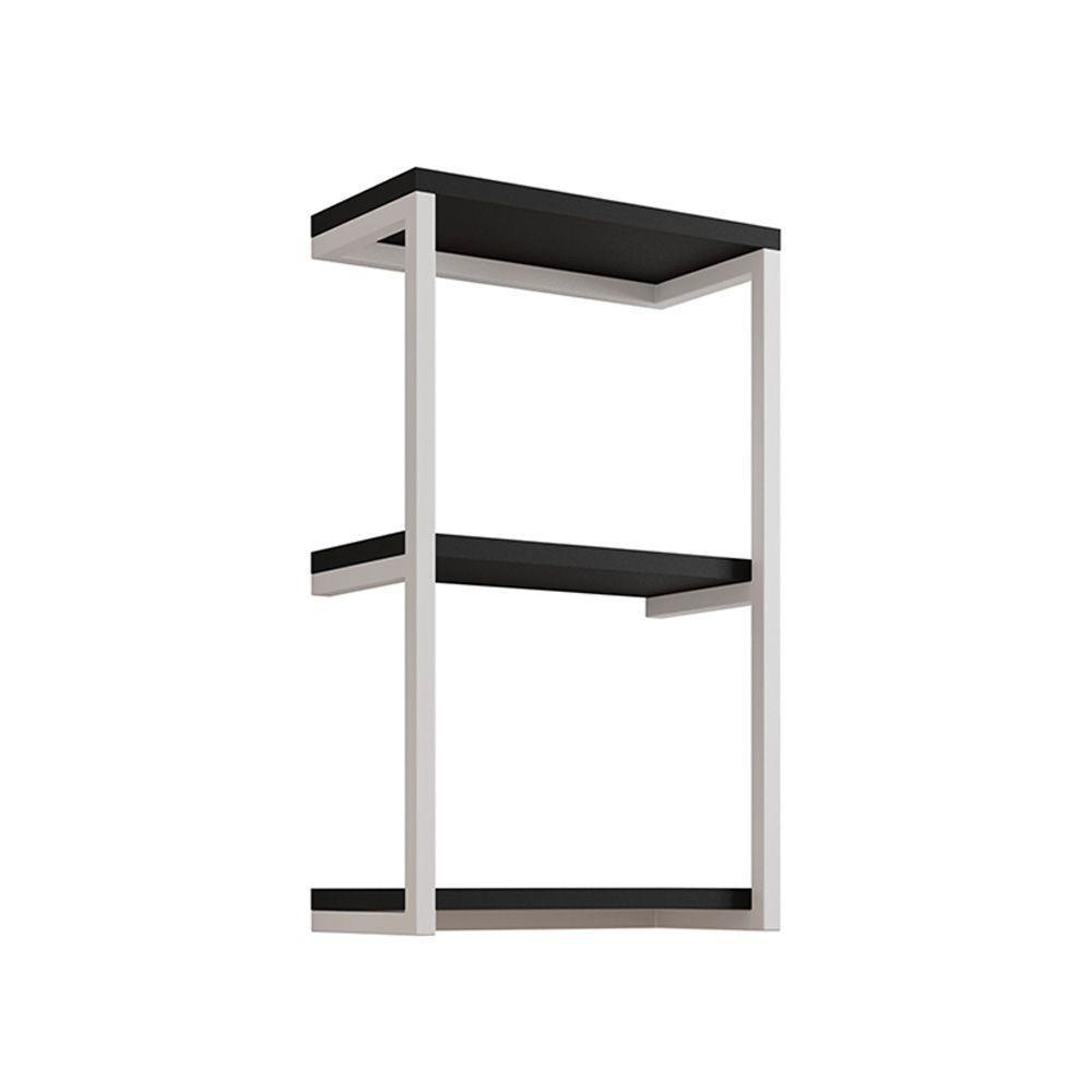 Nicho De Parede Industrial Para Quarto 3 Prateleiras Milão - Branco E Preto - Preto - 3
