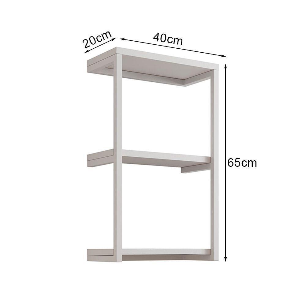 Nicho De Parede Industrial Para Quarto 3 Prateleiras Milão - Branco - Preto - 2