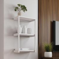 Nicho De Parede Industrial Para Quarto 3 Prateleiras Milão - Branco - Preto - 1