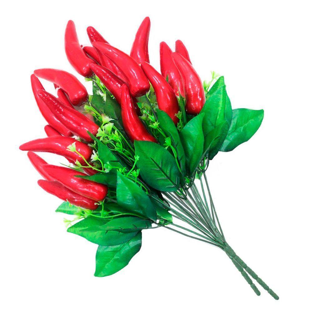 Kit 8 Ramos Decoração Arranjo Pimenta Artificial Plástico 12 Galhos Cada 45cm - 1