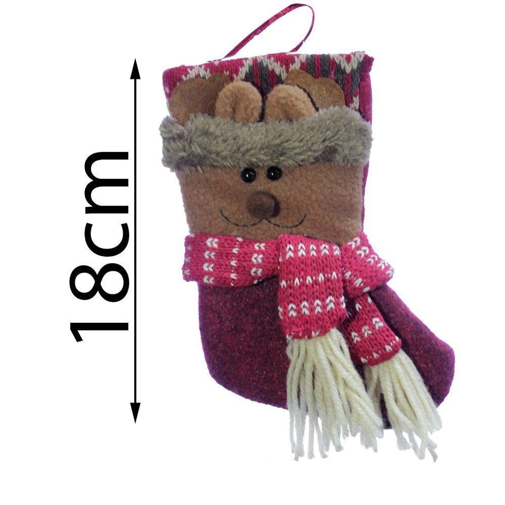 Kit 9 Peças Decoração Natal Bota Meia Rena Papai Noel Boneco Neve Natalino 18cm - 2