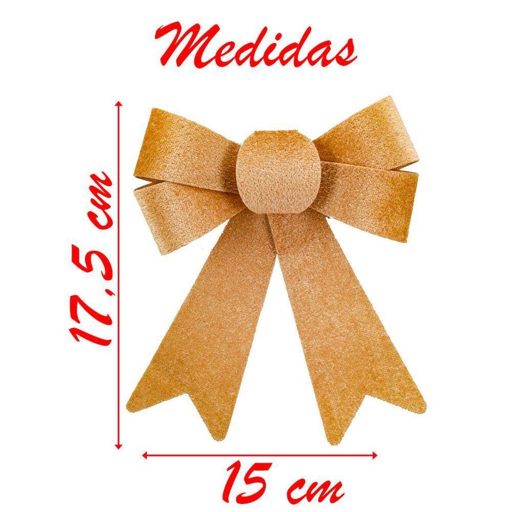 Kit 8 Enfeite árvore Natal Laço Dourado 17,5cm - 2