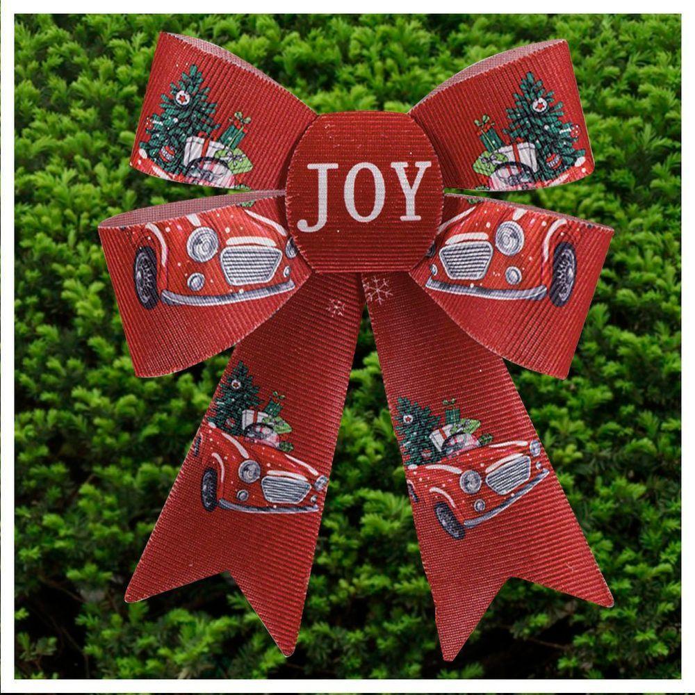 Kit 8 Enfeite árvore Natal Laço Vermelho Decorado 17cm - 1