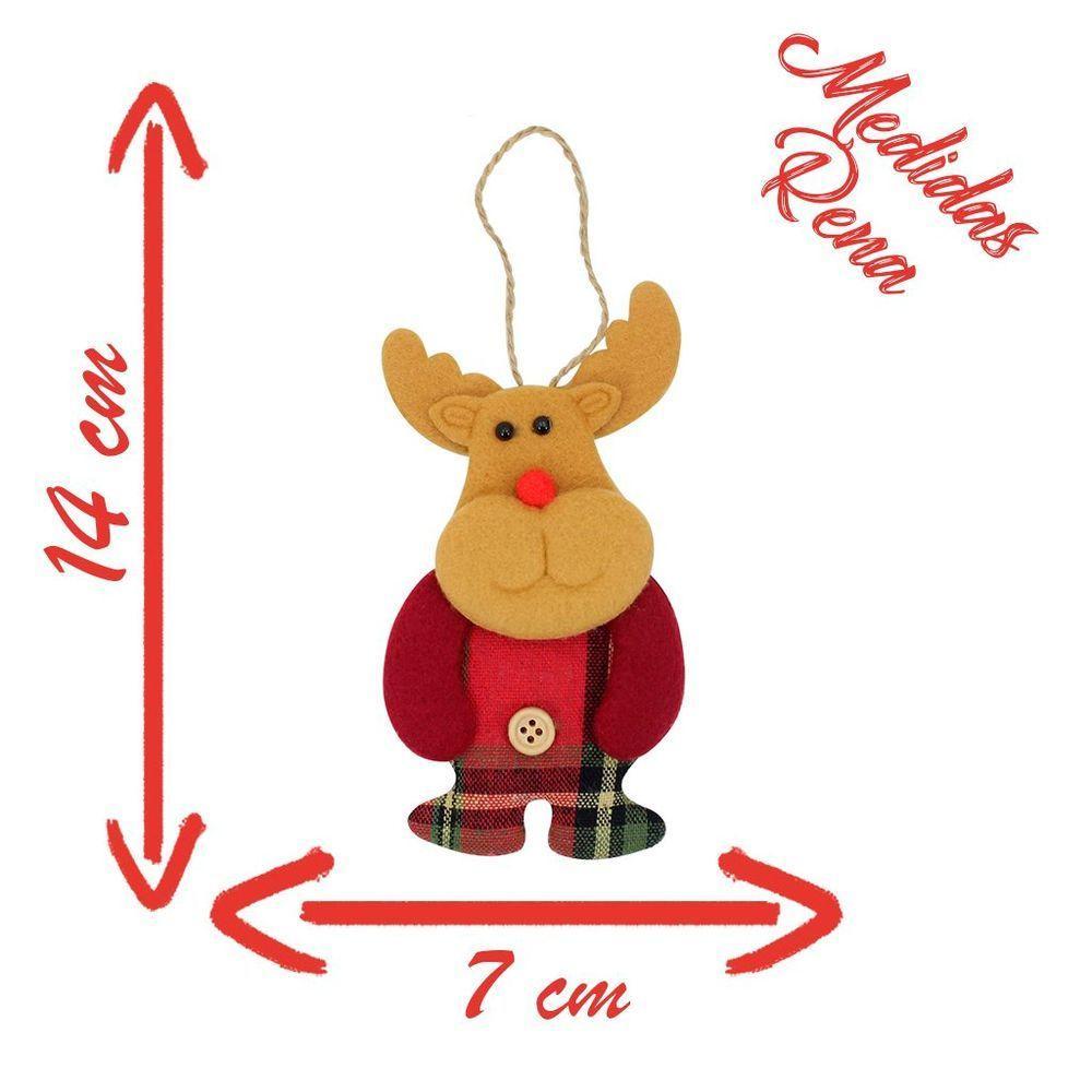 Kit 9 Enfeite árvore Natal Pendente Papai Noel Boneco De Neve Rena 14cm - 4