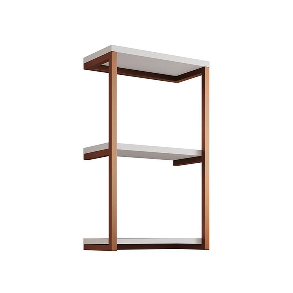 Nicho De Parede Industrial Para Quarto 3 Prateleiras Milão - Cobre E Branco - Preto - 2