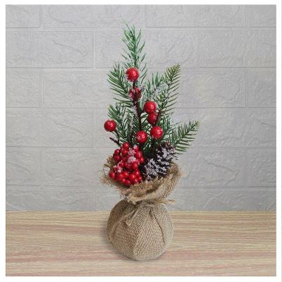 Kit 6 Enfeite De Mesa Natal Berry Vermelhos E Saco De Juta 28cm