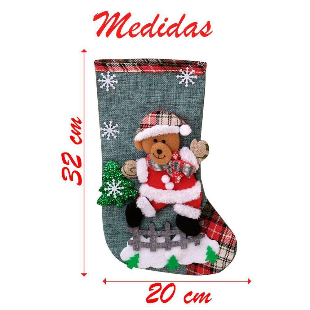 Par De Botas Meia Enfeite Natalino Ursinho E Rena - 3