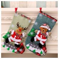 Par De Botas Meia Enfeite Natalino Ursinho E Rena - 1