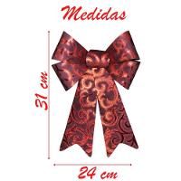 Kit 4 Enfeite árvore Natal Laço Vermelho Camurça 31 Cm - 3